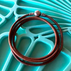 Pandora triple leather bracelet